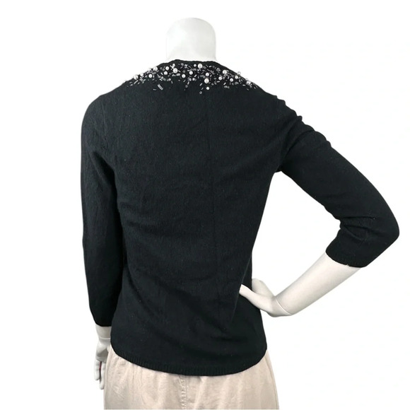 MAG By Magaschoni Beaded Cashmere Sweater in Black Size Small - Picture 4 of 9
